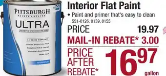 Menards Pittsburgh Paints & Stains Ultra Interior Flat Acrylic Latex Paint & Primer White Base - 1 gal offer