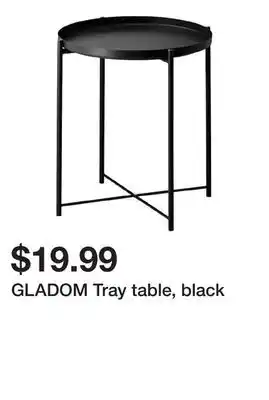 Ikea GLADOM Tray table, black offer