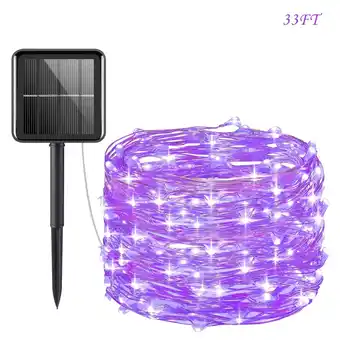 Walmart Syenll 33 ft 100 LED Solar String Lights, Outdoor Solar Fairy Lights for Garden Patio Yard (Purple) offer