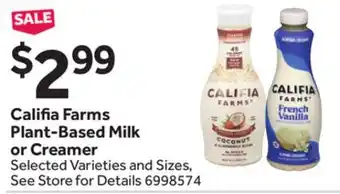 Stop&Shop Califia Farms Plant-Based Milk or Creamer offer