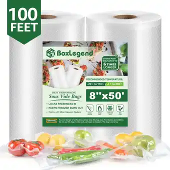 Walmart BoxLegend Vacuum Sealer Bags, 8''x50' Food Vacuum Heat-Seal Rolls Vacuum Sealed Bags, Clear offer