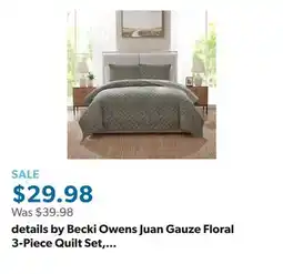 Sam's Club details by Becki Owens Juan Gauze Floral 3-Piece Quilt Set, Assorted Colors and Sizes offer