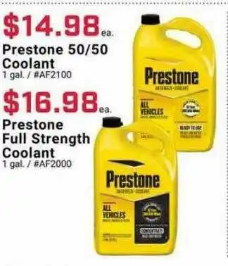 Pep Boys Prestone 50 50 Coolant Prestone Full Strength Coolant offer
