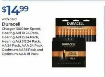 Rite Aid Duracell Charger 1000 Ion Speed Hearing Adi 10 24 Pack Hearing Aid 13 24 Pack Hearing Aid 312 24 Pack Aa 24 Pack Aaa 24 Pack offer