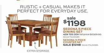 Sedona 5 Piece Dining Set