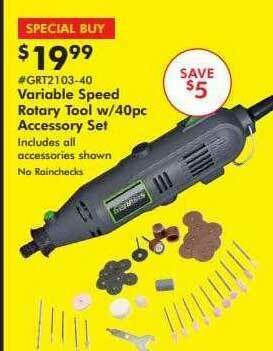 Valu Home Centers Variable Speed Rotary Tool W 40pc Accessory Set offer