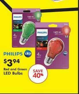 Valu Home Centers Philips Red And Green Led Bulbs offer