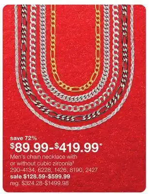 JC Penney Men's chain necklace with or without cubic zirconia§ offer