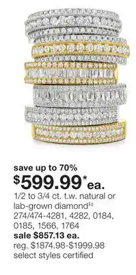 JC Penney 1/2 to 3/4 ct. t.w. natural or lab-grown diamond‡◊ offer