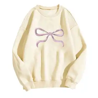 Walmart Women's Oversized Crewneck Sweatshirts Cute Bow Knot Graphic Long Sleeve Pullover Tops Y2k Hoodies offer