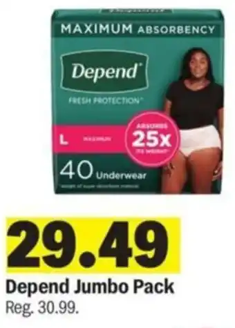 Meijer Depend Jumbo Pack offer