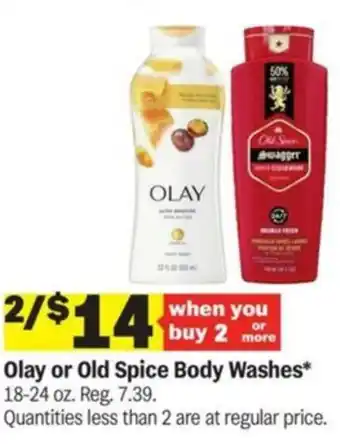 Meijer Olay or Old Spice Body Washes offer