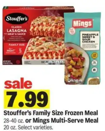 Meijer Stouffer's Family Size Frozen Meal offer