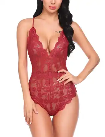 Walmart Avidlove Women One Piece Lingerie Deep V Teddy Sexy Lace Bodysuit offer
