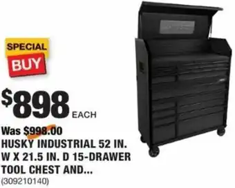 The Home Depot Husky Industrial 52 In. W X 21.5 In. D 15-Drawer Tool Chest offer