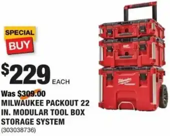 The Home Depot Milwaukee Packout 22 In. Modular Tool Box Storage System offer