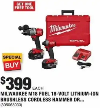 The Home Depot Milwaukee M18 Fuel 18-Volt Lithium-Ion Brushless Cordless Hammer offer