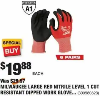 The Home Depot Milwaukee Large Red Nitrile Level 1 Cut Resistant Dipped Work Gloves offer