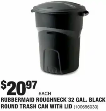 The Home Depot Rubbermaid Roughneck 32 Gal. Black Round Trash Can With LID offer