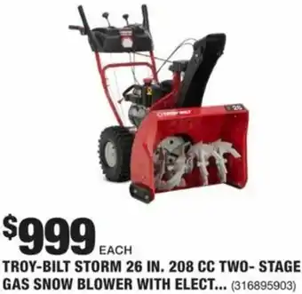 The Home Depot Troy-Bilt Storm 26 In.208 CC Two-Stage Gas Snow Blower offer