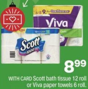 CVS Scott Bath Tissue 12 Roll Or Viva Paper Towels offer