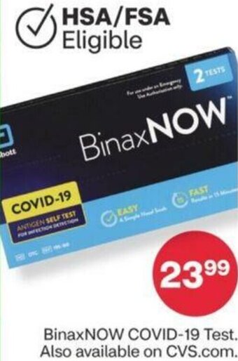 CVS BinaxNow Covid-19 Test offer