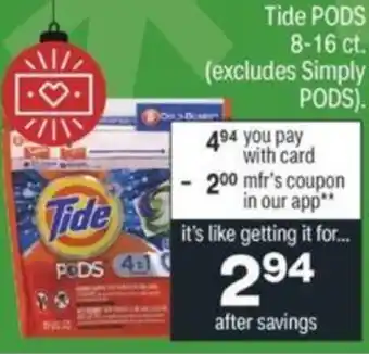 CVS Tide Pods 8-16 ct offer