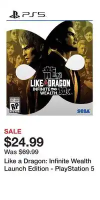 Game Stop Like a Dragon: Infinite Wealth Launch Edition - PlayStation 5 offer