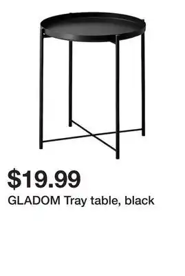 Ikea GLADOM Tray table, black offer