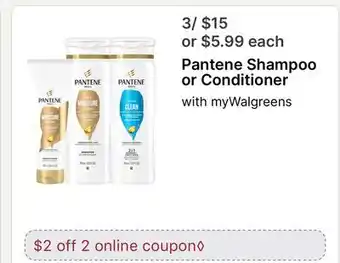 Walgreens Pantene Shampoo or Conditioner offer