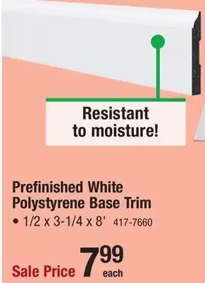 Menards Prefinished White Polystyrene 1/2 x 3-1/4 x 8' Colonial Base Moulding WM623 offer