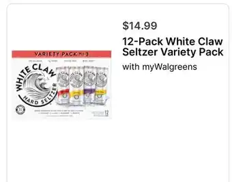 Walgreens 12-Pack White Claw Seltzer Variety Pack offer