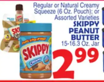 Bravo Supermarkets SKIPPY PEANUT BUTTER 15-16.3 Oz. Jar offer