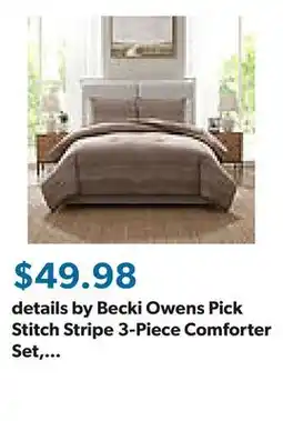 Sam's Club details by Becki Owens Pick Stitch Stripe 3-Piece Comforter Set, Assorted Colors and Sizes offer