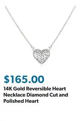 Sam's Club 14K Gold Reversible Heart Necklace Diamond Cut and Polished Heart offer