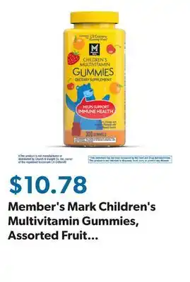 Sam's Club Member's Mark Children's Multivitamin Gummies, Assorted Fruit Flavors, 300 ct offer