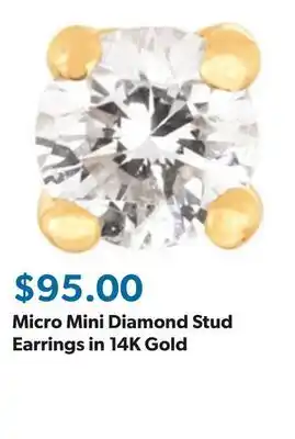 Sam's Club Micro Mini Diamond Stud Earrings in 14K Gold offer