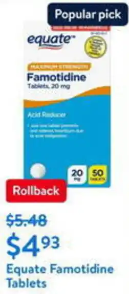 Walmart Equate Famotidine Tablets offer