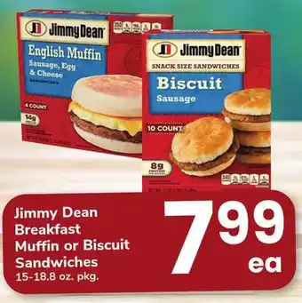 ACME Jimmy Dean Breakfast Muffin or Biscuit Sandwiches offer