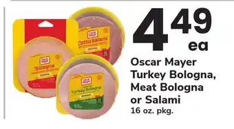 ACME Oscar Mayer Turkey Bologna, Meat Bologna or Salami offer