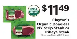 ShopRite Organic Boneless NY Strip Steak or Ribeye Steak offer