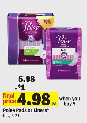 Meijer Poise Pads or Liners offer