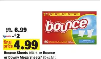 Meijer Bounce Sheets 160 ct. or Bounce or Downy Mega Sheets 80 ct offer