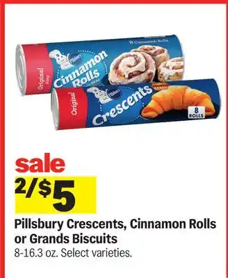 Meijer Pillsbury Crescents, Cinnamon Rolls or Grands Biscuits offer