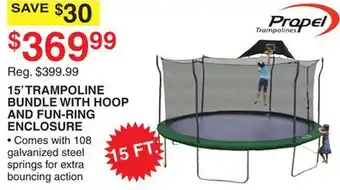 Dunham's Sports PROPEL 15' TRAMPOLINE BUNDLE WITH HOOP AND FUN-RING ENCLOSURE offer