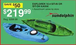 Dunham's Sports SUNDOLPHIN EXPLORER 10.4 SIT-IN OR SIT-ON KAYAK offer