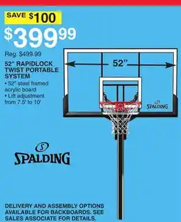 Dunham's Sports SPALDING 52 RAPIDLOCK TWIST PORTABLE SYSTEM offer