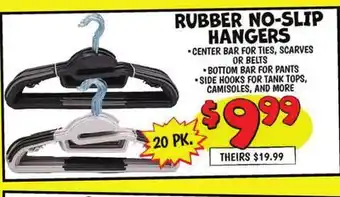 Ollie's RUBBER NO-SLIP HANGERS offer