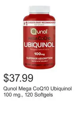 Costco Qunol Mega CoQ10 Ubiquinol 100 mg., 120 Softgels offer