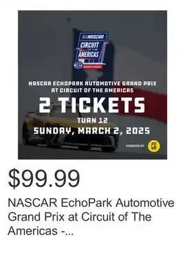 Costco NASCAR EchoPark Automotive Grand Prix at Circuit of The Americas - Two Turn 12 Tickets, eVoucher offer